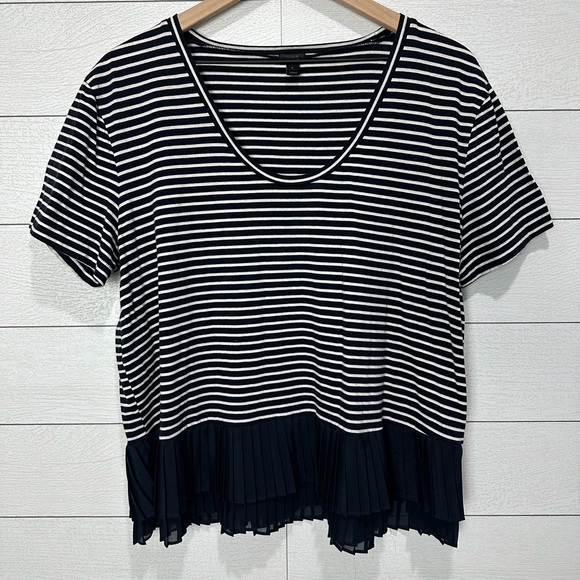 J Crew Navy/White Stripe Top Size Large - Picture 2 of 7